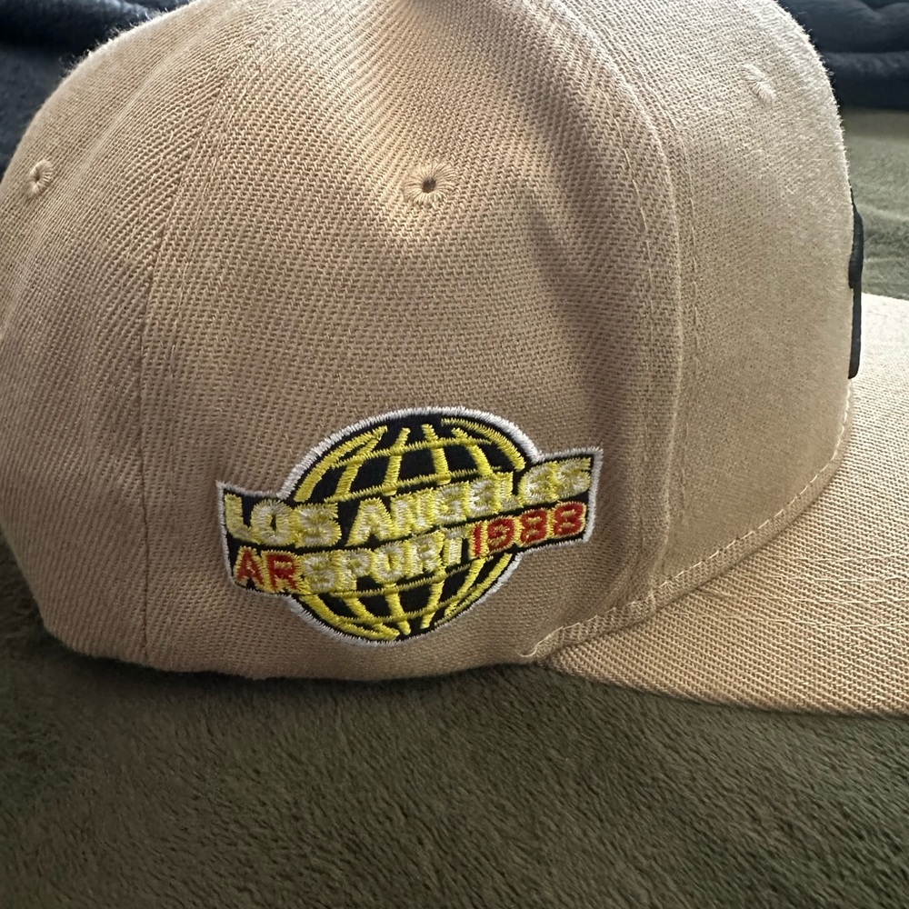 Beige Baseball Cap with Black Lettering - Picture 2 of 2